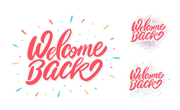Welcome back lettering set. Welcome back lettering set. Vector hand drawn illustration. back stock illustrations