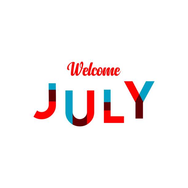 ilustraciones, imágenes clip art, dibujos animados e iconos de stock de ¡bienvenido julio vector plantilla diseño ilustración - july