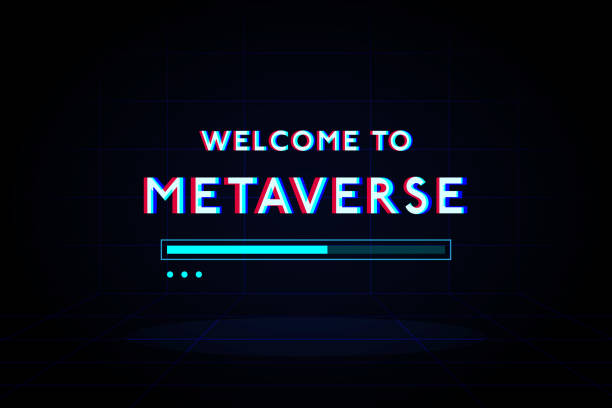 메타버스 로딩 바 기술에 오신 것을 환영합니다 미래 지향적 인 인터페이스 hud 벡터 디자인. - metaverse stock illustrations