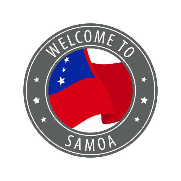 Welcome to Samoa. Gray stamp with a waving country flag. Welcome to Samoa. Gray stamp with a waving country flag. Collection of welcome icons. apia samoa stock illustrations