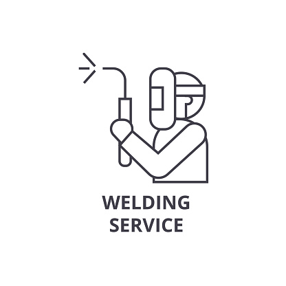 welding service vector line icon, sign, illustration on background, editable strokes