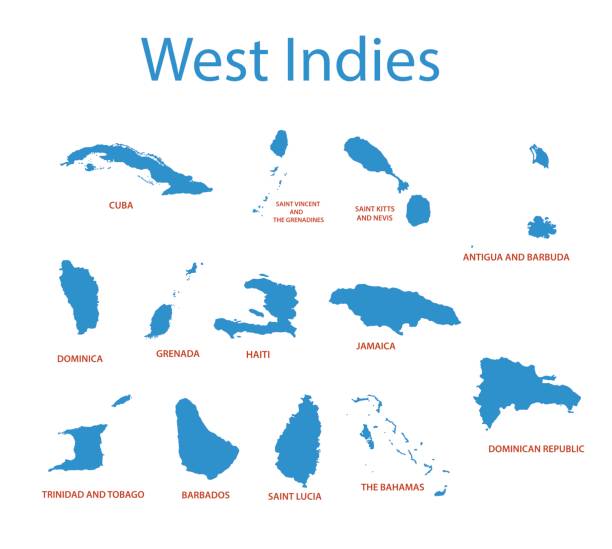 illustrazioni stock, clip art, cartoni animati e icone di tendenza di indie occidentali - mappe vettoriali dei paesi - barbados