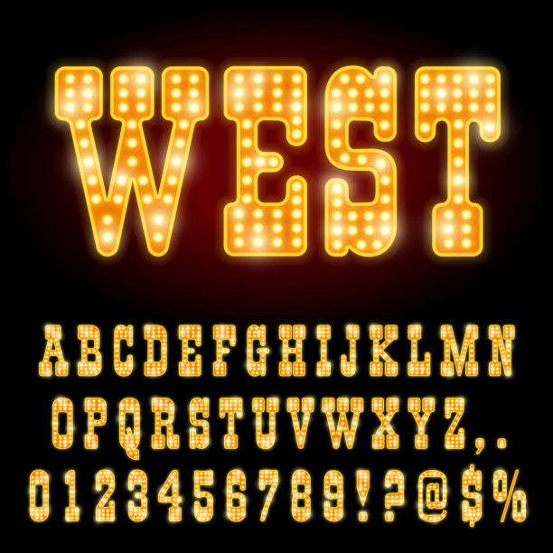 Western Night Font vector art illustration