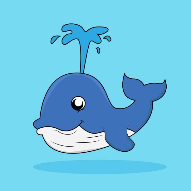 bildbanksillustrationer, clip art samt tecknat material och ikoner med whale cute animal cartoon - blue whale