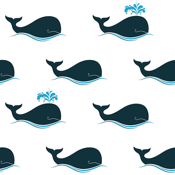 illustrations, cliparts, dessins animés et icônes de fond sans couture de baleines - event