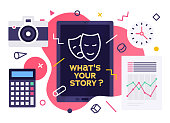 Modern flat design style layout template of what's your story? Vector illustration concept for printed materials or website and mobile development projects.