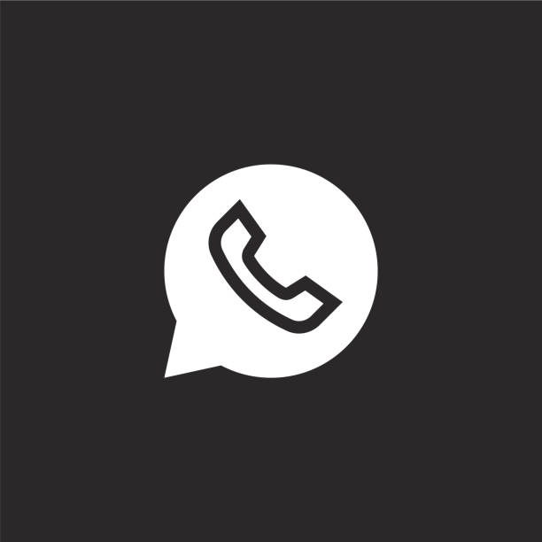 whatsapp simgesi. web sitesi tasarımı ve mobil, uygulama geliştirme için whatsapp simgesi ni doldurdu. siyah arka plan üzerinde izole dolu diyalog assests koleksiyonundan whatsapp simgesi. - whatsapp stock illustrations
