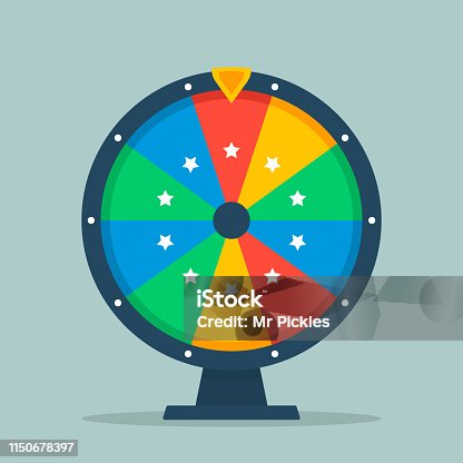 istock Wheel of fortune vector illustration of a flat. Empty colorful wheel of fortune isolated from the background. 1150678397