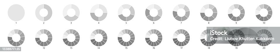 istock Wheel round diagram part set. Segment slice sign. Circle section graph line art. Pie chart icon. 2,3,4,5,6 segment infographic. Five phase, six circular cycle. Geometric element. Vector illustration 1338877735