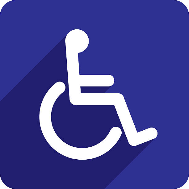 Wheelchair Icon Silhouette Vector illustration of a blue wheelchair icon in flat style. ISA stock illustrations