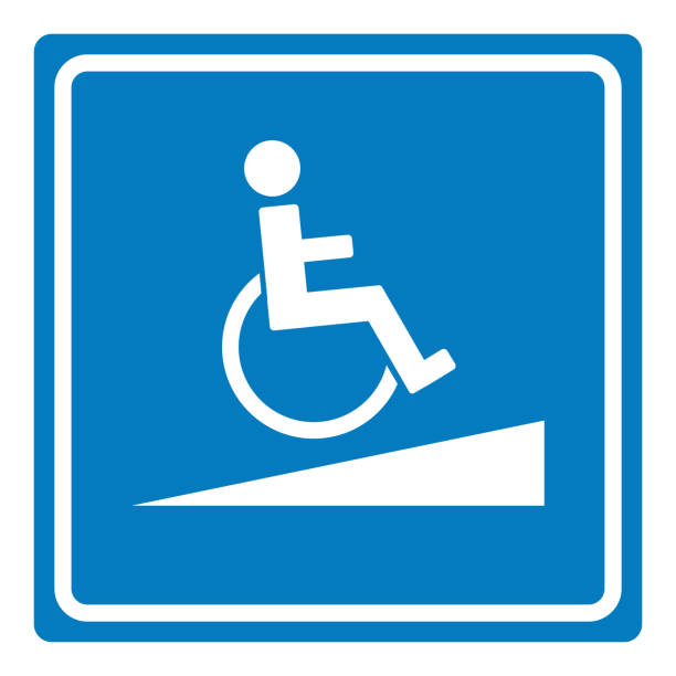 Wheelchair ramp Wheelchair ramp sign. Accessible for disabled persons. Vector icon. ISA stock illustrations