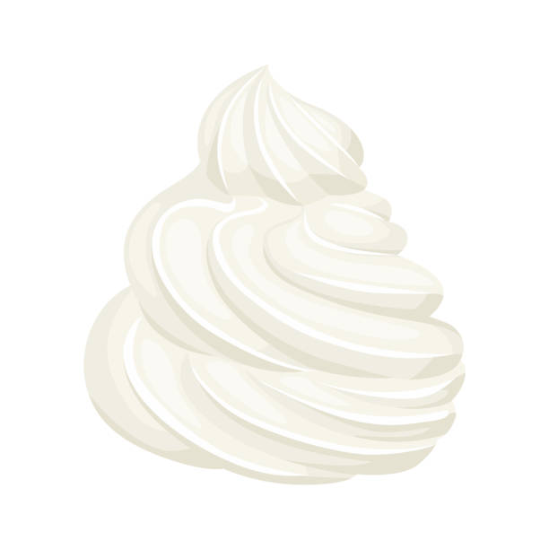 Whipped cream isolated on white background. Vector illustration of dessert in cartoon flat style. Food icon. Whipped cream isolated on white background. Vector illustration of dessert in cartoon flat style. Food icon. cupcake illustrations stock illustrations