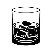 istock Whiskey glass with ice cubes. Illustration 940932982