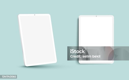istock White 3D realistic tablet PC mockup frame 1341143065