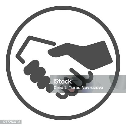 istock White and black handshake line icon,  concept, Business partners greeting sign on white background, Black and white brother shaking hands icon in outline. Vector graphics. 1277253703