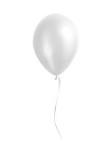 Vector white balloon with silver ribbon.