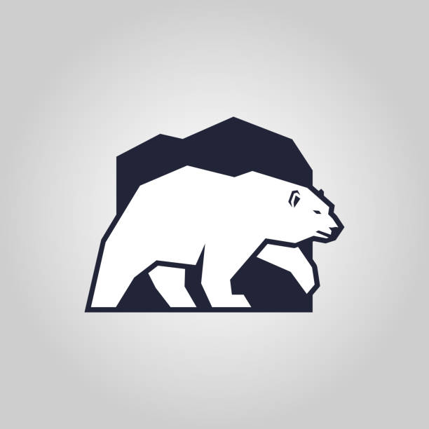 White bear. Polar bear silhouette outline icon White bear. Stylized polar bear outline silhouette - vector icon arctic stock illustrations