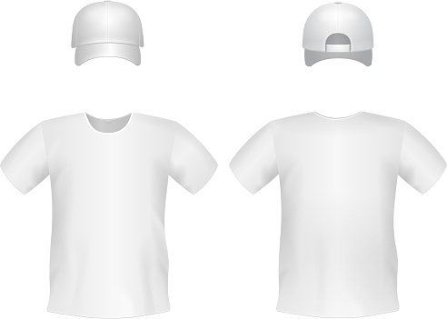 Download White Blank Mens Tshirt Template With A Cap Stock ...
