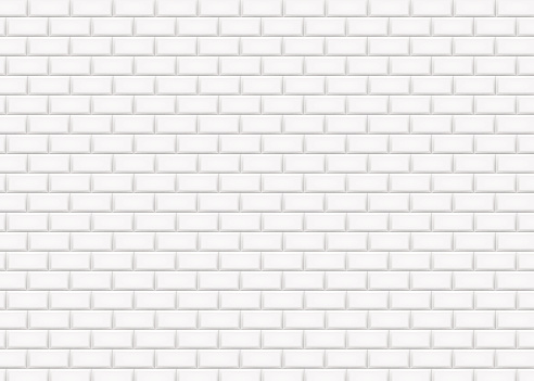 White brick wall in subway tile pattern. Vector illustration.