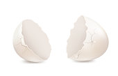 istock White broken egg on white background, eggshell. Vector. 1371965104