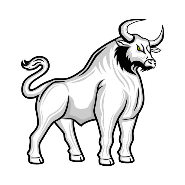 White bull sign. White bull sign on a white background. drawing of the bull head tattoo designs stock illustrations