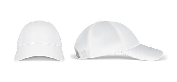 white caps from different sides on a white background Vector