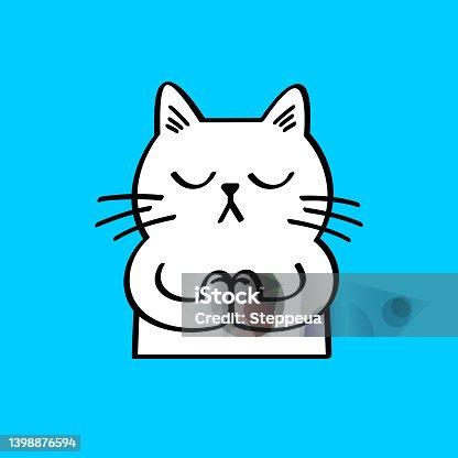 istock White cat doing yoga 1398876594