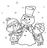istock White, Children making a snowman 1286390004