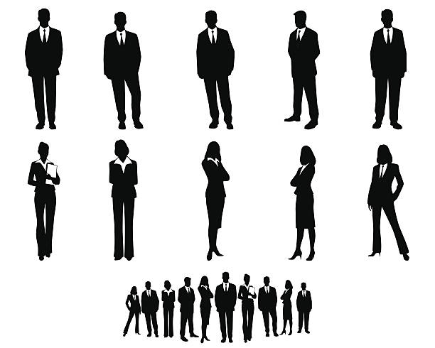 White collar workers set Vector illustration of a white collar workers set business silhouettes stock illustrations