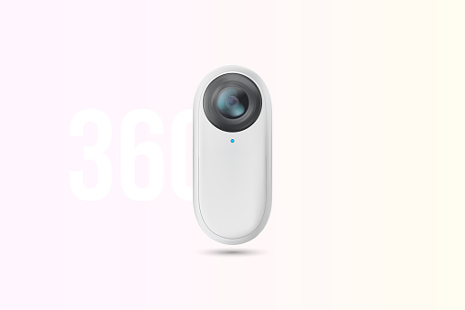 White Compact 360 Degree Action Camera for Virtual Reality.