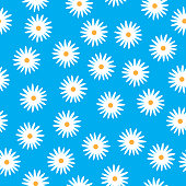 Vector illustration of white daisies on a blue background