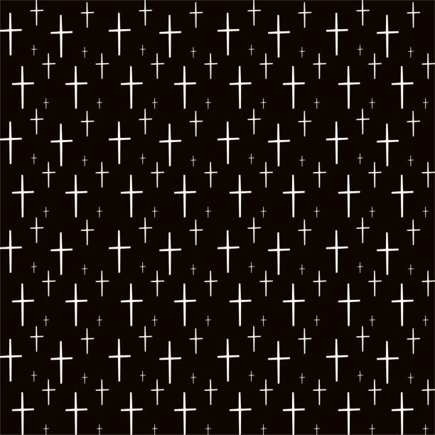 White different size crosses on a black background. Seamless pattern. Vector White different size crosses on a black background. Seamless pattern. Vector illustration religious cross designs stock illustrations