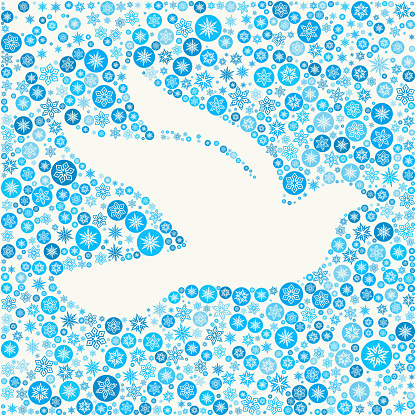 White Dove on Blue Snowflake Background