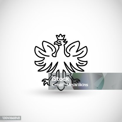 istock White eagle - national symbol of Poland - thin line style vector icon 1304166848