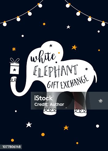 istock White Elephant Gift Exchange Game Vector Illustration 1077806148