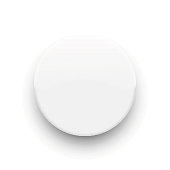 white empty round button with smooth shadows on white background