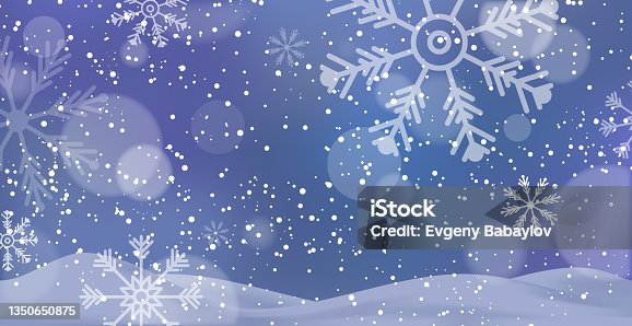 istock White falling snow, big snowdrifts, different snowflakes, festive Christmas background - Vector 1350650875