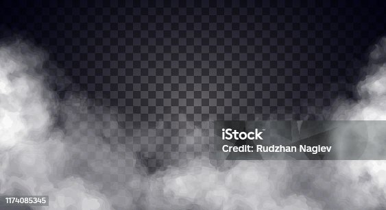 istock White fog or smoke on dark copy space background. 1174085345