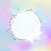 White frame with smoke on holographic abstract background.  Vector illustration