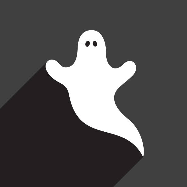 White Ghost Icon Vector illustration of a white cute ghost on a black background. ghost stock illustrations