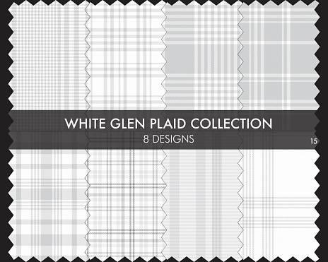 White Glen Plaid Tartan Seamless Pattern Collection