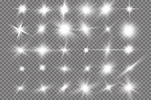 White glowing light explodes on a transparent background. with ray. Transparent shining sun, bright flash. The center of a bright flash.