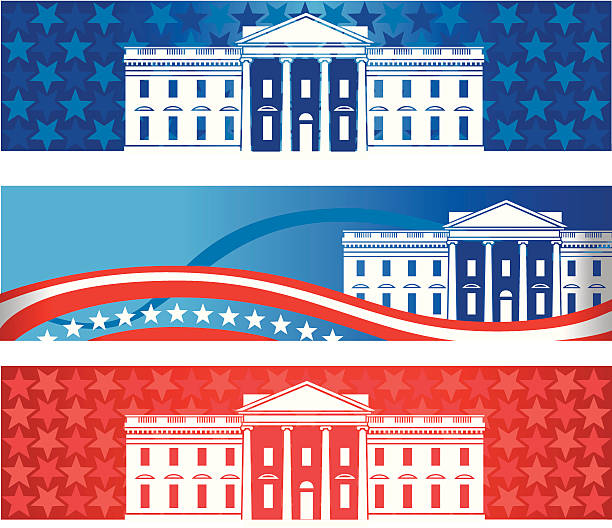 ilustraciones, imágenes clip art, dibujos animados e iconos de stock de white house banners - white house