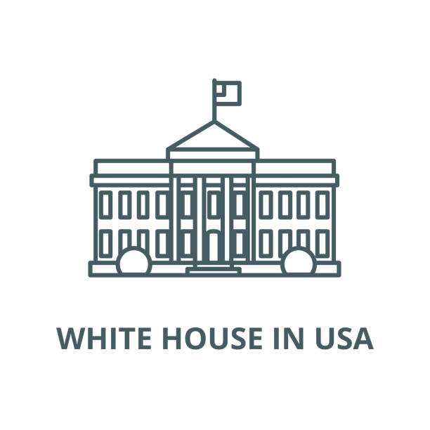 White house in usa vector line icon, linear concept, outline sign, symbol White house in usa vector line icon, outline concept, linear sign white house stock illustrations