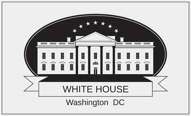 ilustraciones, imágenes clip art, dibujos animados e iconos de stock de casa blanca. símbolo de la arquitectura americana. - white house