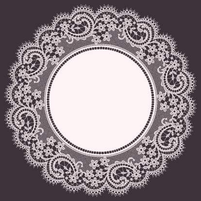 White Lace Doily. Floral Pattern. Gray Background.