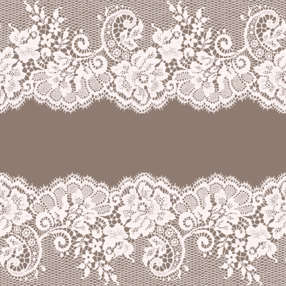 White Lace. Greeting Card. Gray Background.