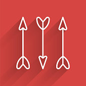 White line Hipster arrows icon isolated with long shadow. Vector