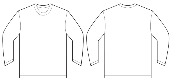White Long Sleeve Tshirt Design Template Stock Illustration - Download ...