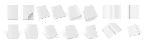 白い背景モックアップベクトル上の白い雑誌 - 空白点のイラスト素材／クリップアート素材／マンガ素材／アイコン素材
